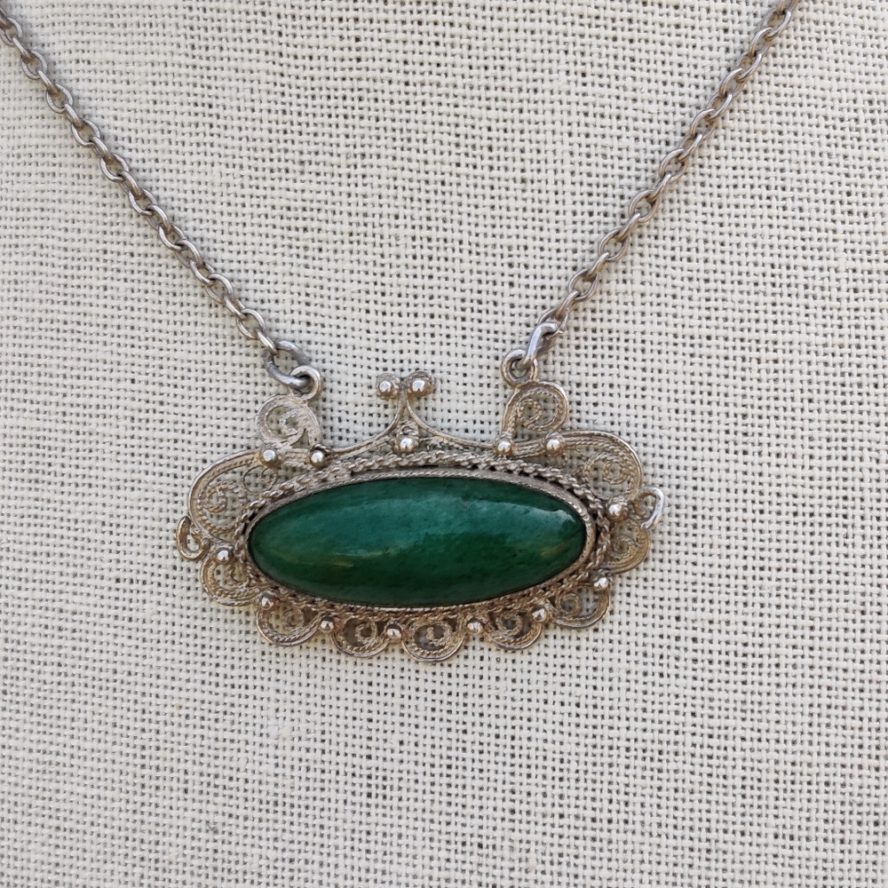 Vintage Sterling Marc Begay native malachite necklace - Picture 15 of 15